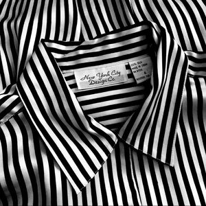 Silk White Work Long Sleeve Vintage Black Blouse 4